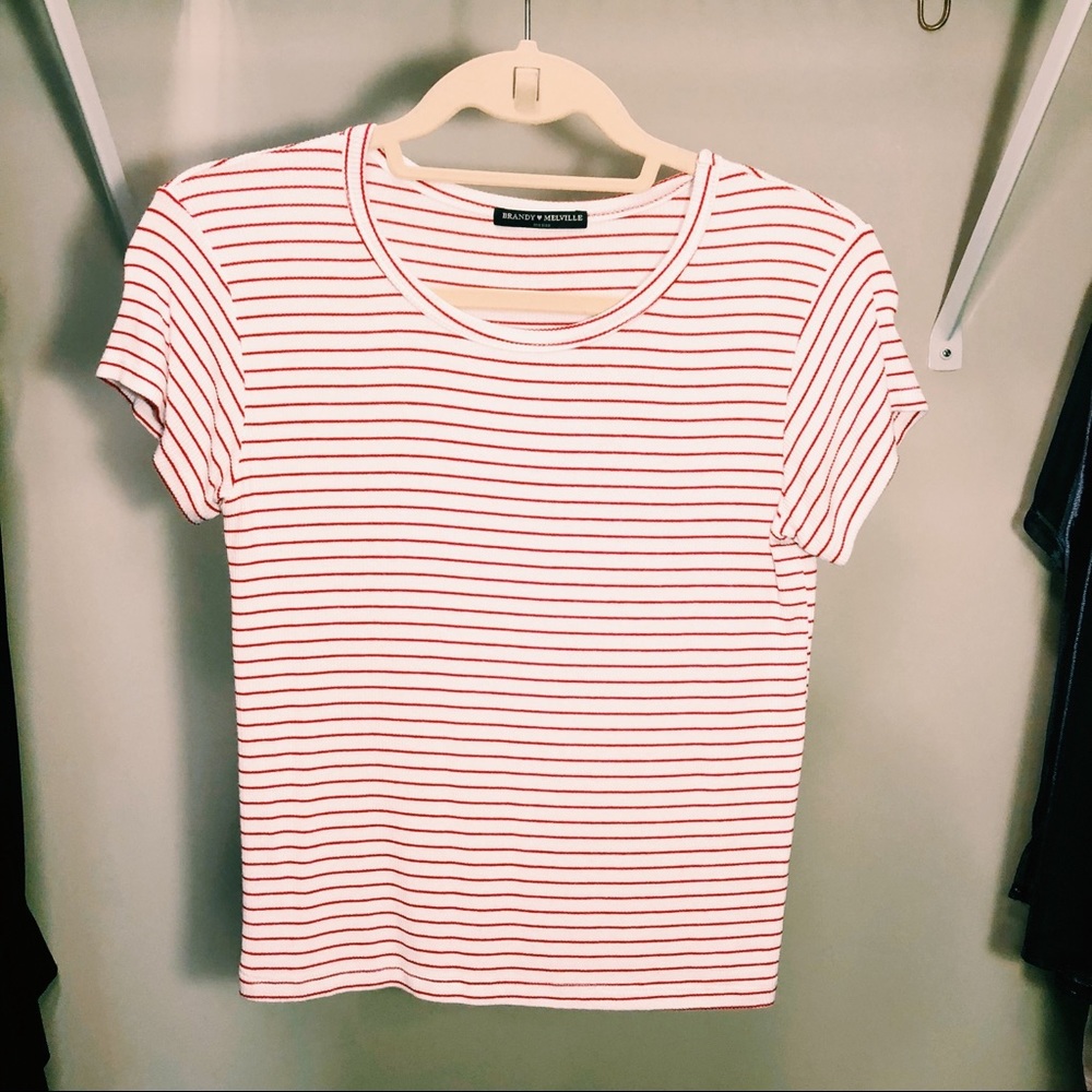 Brandy Melville Red and White Striped Shirt